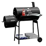 Royal Gourmet CC1830F Charcoal Grill with Offset Smoker, 811 Sq. Inches Cooking Space, Barrel Charcoal BBQ Grill for Outdoor Backyard Cooking, Black