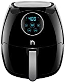 New House Kitchen Digital 6.8 Quart Air Fryer w/ Flat Basket, Oil-Free Touch Screen AirFryer, Dishwasher-Safe Parts, Fast Healthier Food, 60 Min Timer & Auto Shut Off, Extra Large Family Size, Black