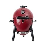 Char-Griller® AKORN® Jr. Portable Kamado Charcoal Grill and Smoker with Cast Iron Grates and Locking Lid with 155 Cooking Square Inches in Red, Model E06614