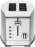 KRUPS: 2 Slice Toaster, Stainless Steel Toaster, 5 Functions with Cancel, Toasting, Defrost, Reheat and Bagel, Cord Storage, Silver